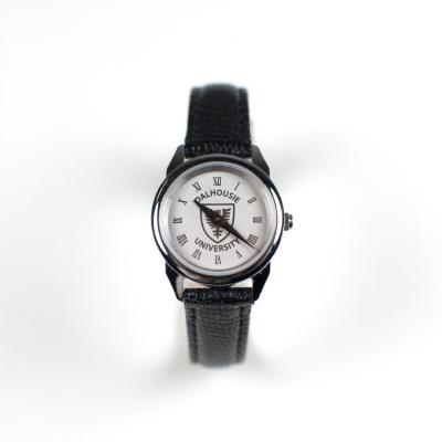 40-S-S Watch,  Silver Ladies Black Leather
