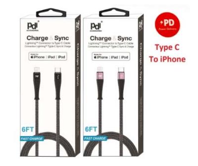 PDI-844 Cable, Pdi Lightning To Type C Charge & Sync Mfi 6ft